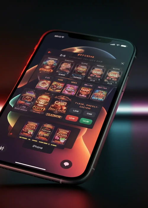 An intuitive interface of Mr Mega Casino on a mobile device, showcasing popular slot games and a welcome bonus offer, reflecting a premium gaming experience.
